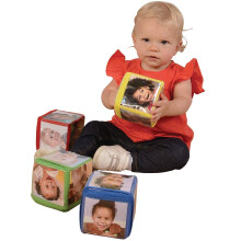 Constructive Playthings Aanpasbare stapelblokken met fotovakjes voor kinderen vanaf 12 maanden Zachte schuimblokken voor peuters Ontwikkelen fijne mot