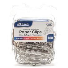 BAZIC Jumbo Paperiliitin 50 mm hopea 100 per pakkaus - 1 kpl