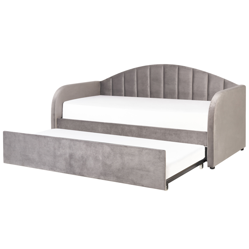 Trundle Bed Velvet EYBURIE 90 x 200 cm (EU Single) Grey