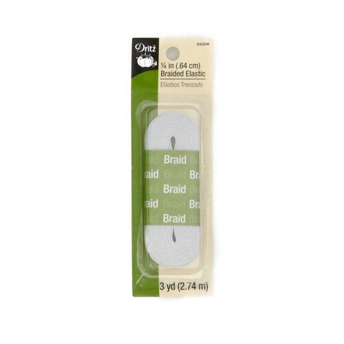Gevlochten elastiek 1/4 breed 3 yards wit