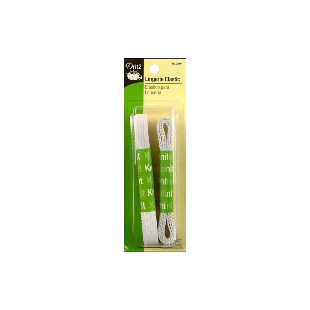 lastique en tricot pour lingerie Dritz 9324W, blanc, 1,27 x 76,2 cm et 1,94 x 137,2 cm