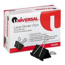 Große Binder Clips, Stahl, 1" Kapazität, 2" breit, Schwarz/Silber, 36 pro Packung