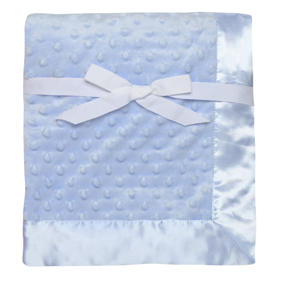 Couverture textur   e     pois Baby Starters avec bordure en satin, bleu, 76 x 101 cm