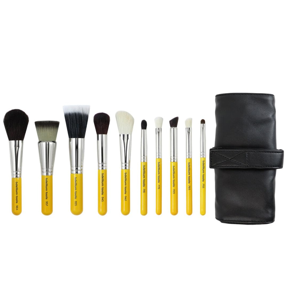 Bdellium Tools Professional Makeup Brush Travel Series - Mineral 10Pc. Brush Set With Roll-Up Pouch