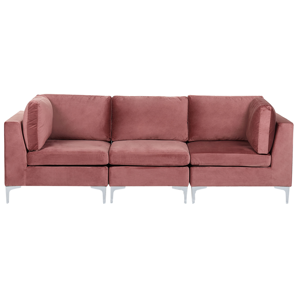 3 Seater Modular Velvet Sofa Pink EVJA