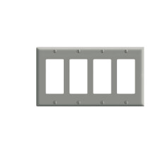 Leviton 80412-GY 4-Gang Decora/GFCI-laitteen seinälevy vakiokokoinen lämpösuojauslaitekiinnitys harmaa