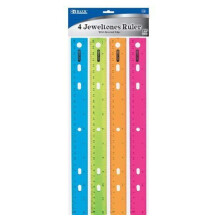 B BAZIC PRODUCTS Jeweltones Farblineal, 12 Zoll, 1 Packung mit 4 Linealen, Blau/Grn/Lila/Rot