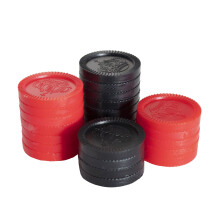 Cannon Sports Black & Red Checkers Udskiftning af stykker - Plastik og stable til brætspil