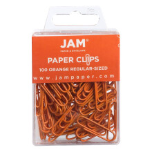 JAM PAPER Värikkäät vakiopaperiliittimet - tavalliset 1 tuuma - oranssit paperiliittimet - 100 kpl / pakkaus