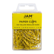 JAM PAPER Värikkäät vakiopaperiliittimet – tavalliset 1 tuuma – keltaiset paperiliittimet – 100 kpl/pakkaus