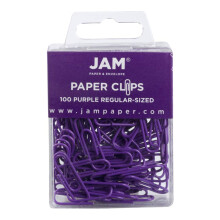 JAM PAPER Värikkäät vakiopaperiliittimet - tavalliset 1 tuuma - violetit paperiliittimet - 100 kpl / pakkaus
