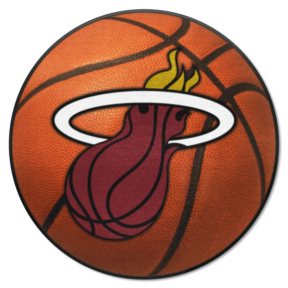 Tapis d   coratif FANMATS 10207 Miami Heat en forme de ballon de basket - 27 pouces de diam   tre