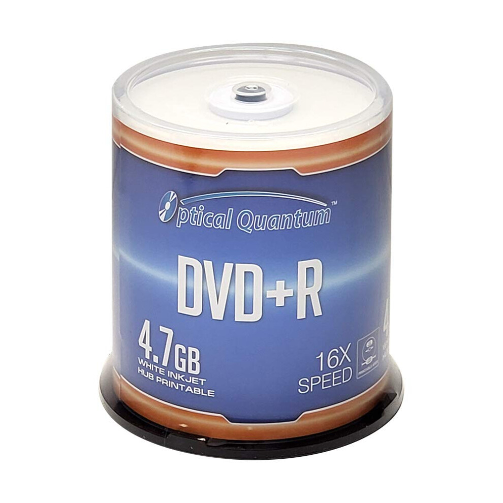 Optical Quantum Dvd+R 4.7Gb 16X Inkjet Printable - 100Pk Cake Box (Ffp) Oqdpr16wiph-Bx 100 Discs White 842378001490