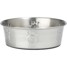 PetRageous 60047 Cayman Classic Non-Skid Stainless Steel Dishwasher Safe Bowl 2-Cup Capacity 5.25-Inch Diameter 2-Inch Tall for Small Dogs and Cats of