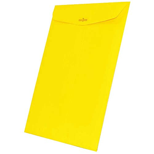 JAM PAPER 9 x 12 Χρωματιστοί Φάκελοι με Κλείσιμο - Κίτρινοι Ανακυκλωμένοι - 100/Συσκευασία 2