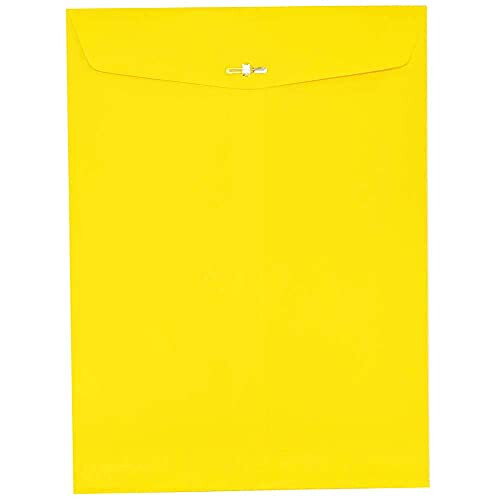 JAM PAPER 9 x 12 Χρωματιστοί Φάκελοι με Κλείσιμο - Κίτρινοι Ανακυκλωμένοι - 100/Συσκευασία 1