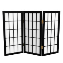 2 ft. Kort skrivbordsfnsterfnster Shoji -skrm - Svart - 3 paneler
