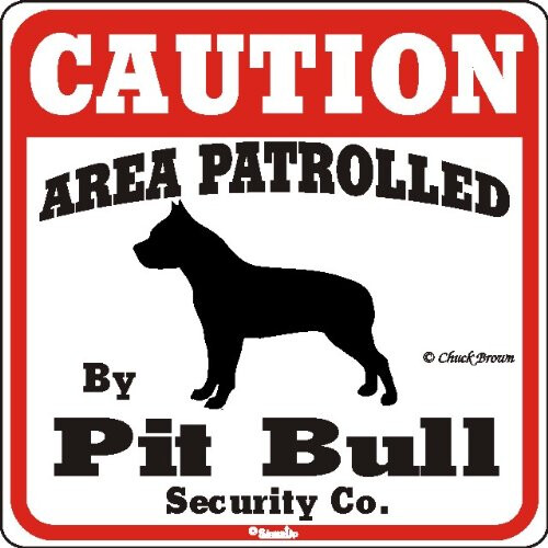 Hundskylt Varning Område Patrullerat av Pit Bull Säkerhet