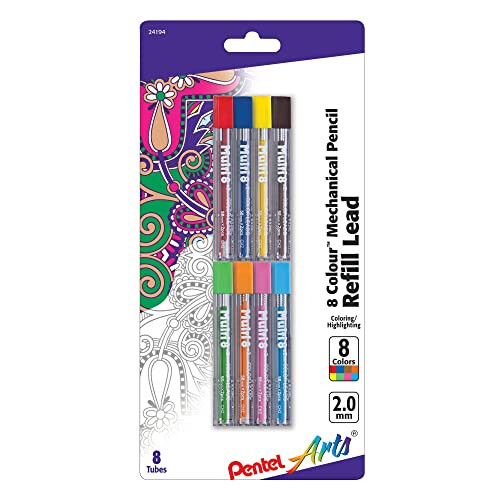 Pentel Pentel Arts Bleistiftminen 2,0 mm, verschiedene Farben, 8er-Pack 1