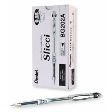 Pentel Arts Slicci 0.25 mm Extra Fine Gel Pen  Black Ink  Box of 12 (BG202-A)