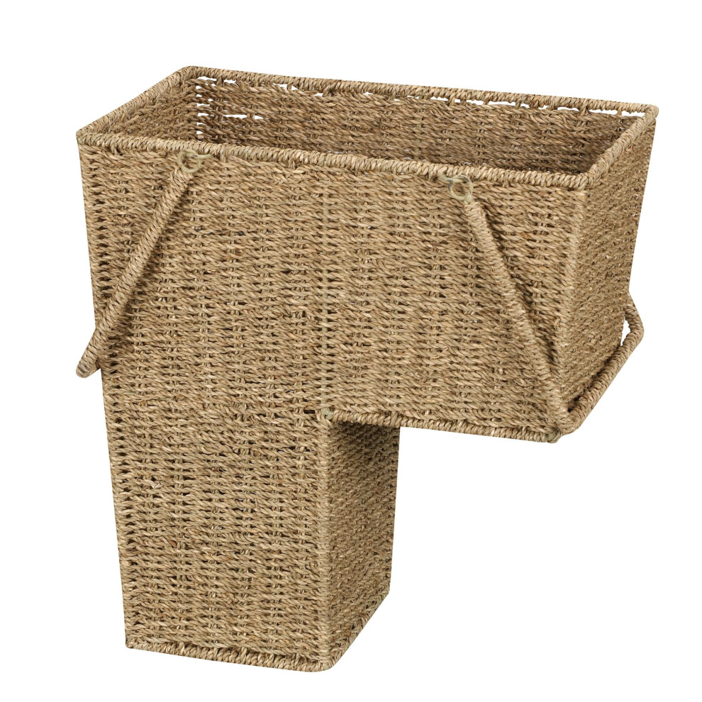 Household Essentials ML-5647 Treppenstufenkorb aus Seegrasgeflecht mit Griff | Naturbraun