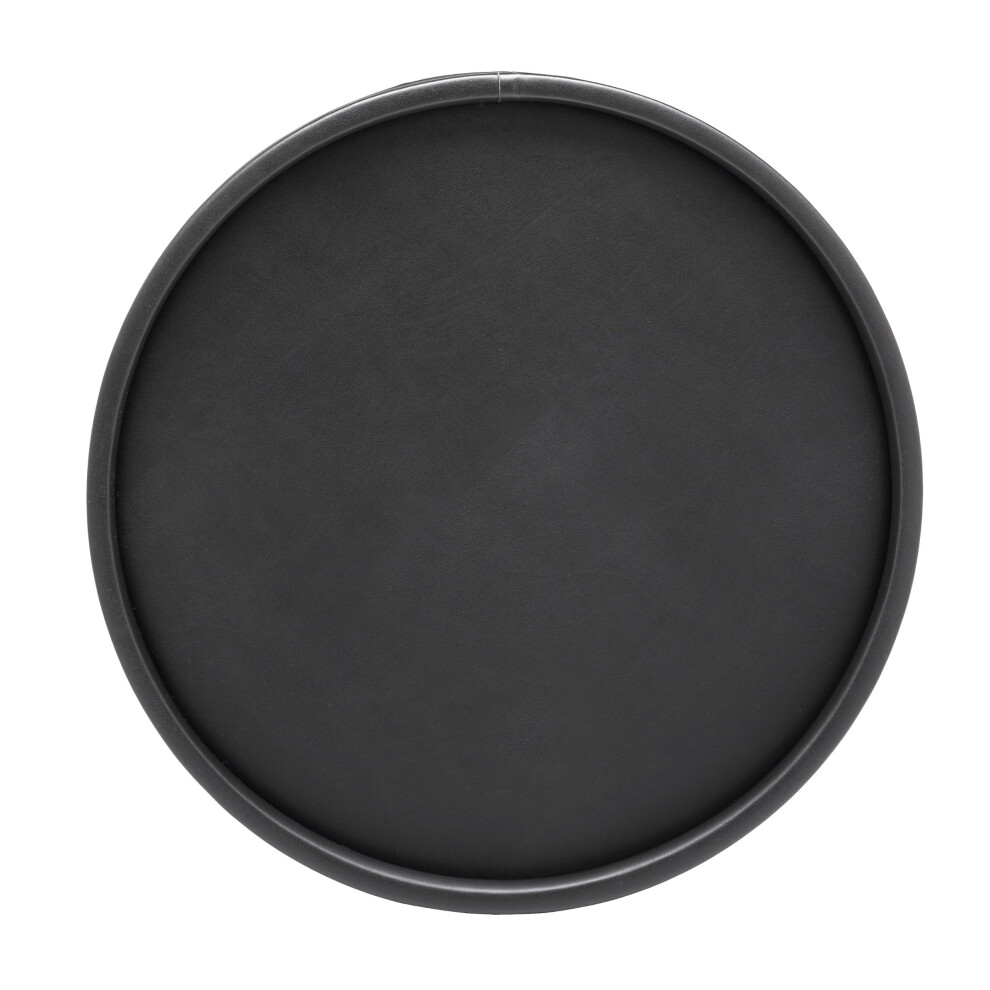 Kraftware Rundes Serviertablett Aus Kunstleder, Schwarz, 35,6 Cm-image