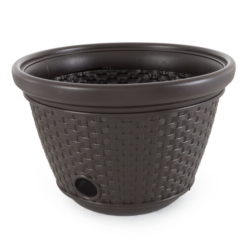 Suncast Suncast Plastic Wicker Buiten Tuinslang Opberghouder voor 100 Voet Slangen, Java