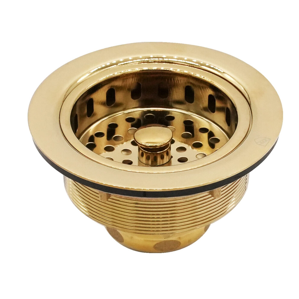 Westbrass D214-01 3-1/2"""""""" Post Style Large Kitchen Sink Basket Strainer 1-Pack Polished Brass 747028214001