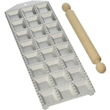 Eppicotispai 24-huller aluminium firkantet ravioli maker med rullepin