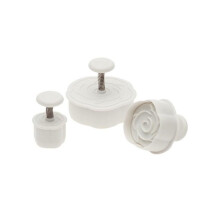 Ateco Rose Plunger Cutters Set of 3 Sizes for Cutting Decorations & Direct Embossing Spring-loaded Handle Food Safe Plastic