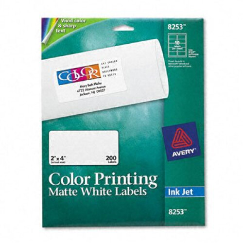 Avery 8253 Αποστολής Ετικέτες Εκτύπωσης Inkjet, 2 x 4, Ματ Λευκό, 200/PK