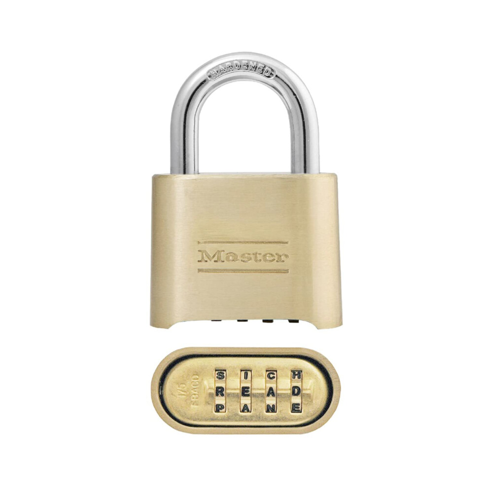 Master Lock Padlock  Set Your Own Letter Combination Lock  2 in. Wide  175DWD  1- inch  Tan-image-OPC-PFR6BKC-NEW