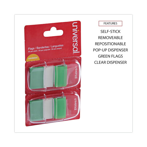 Universal Universal 99003 Sida Flaggor Grn 50 Flaggor/Dispenser 2 Dispensers/Pack 2