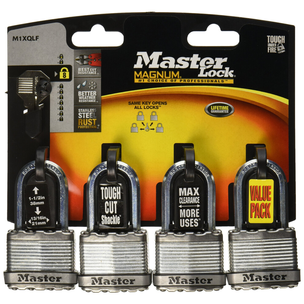 MASTER LOCK COMPANY M1XQLF 4PK 1-3/4 MAG LG PADLOCK  1 Pack