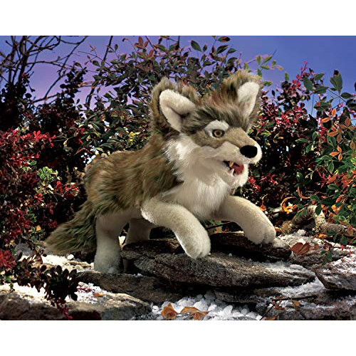 Folkmanis Gray Wolf Hand Puppet Gray/Black/White  1 EA 2