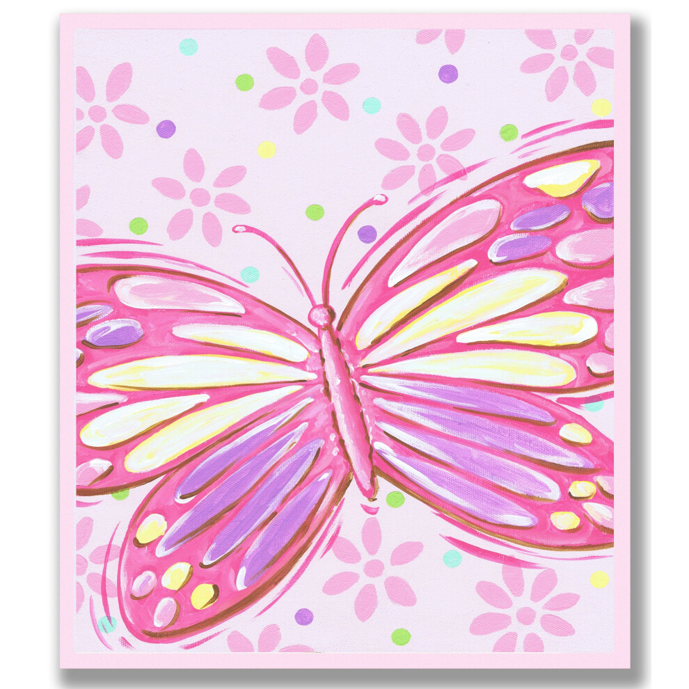 Plaque murale rectangulaire papillon rose The Kids Room de Stupell