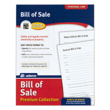 Adams Bill of Sale-formulierenpakket bevat 2 motorvoertuig- en 2 algemene verkoopfacturen van 8,5 x 11 inch, wit (ALFP111)