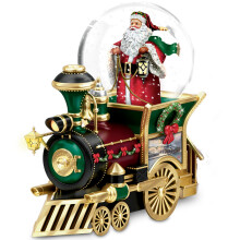 Thommas Kinkade Santa Claus komt naar de Town Musical Snowglobe-treinwagon van The Bradford Exchange