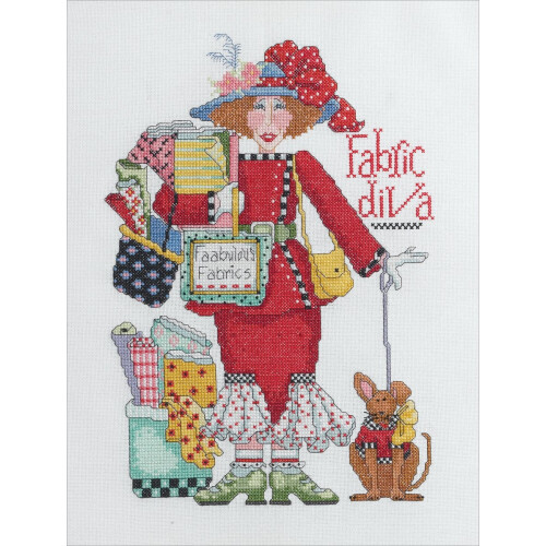Bucilla Alma Lynne Counted Cross Stitch Kit 7.75 por 11 polegadas 45620 Diva de tecido