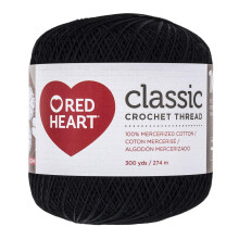 Hilo de crochet cl   sico Red Heart, tama   o 10, negro (144-12)
