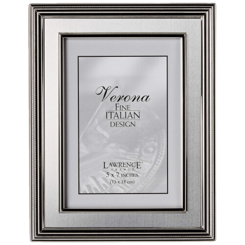 Lawrence Frames Silver Plated Metal Picture Frame  Brushed Silver Inner Panel  5x7 1