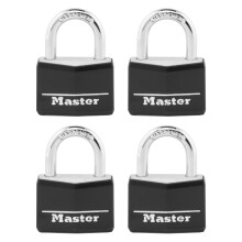 Master Lock 141Q Covered Aluminum Keyed Padlock 4 Pack Black