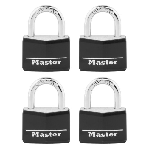 Master Lock Master Lock 141Q Covered Aluminum Keyed Padlock  4 Pack  Black