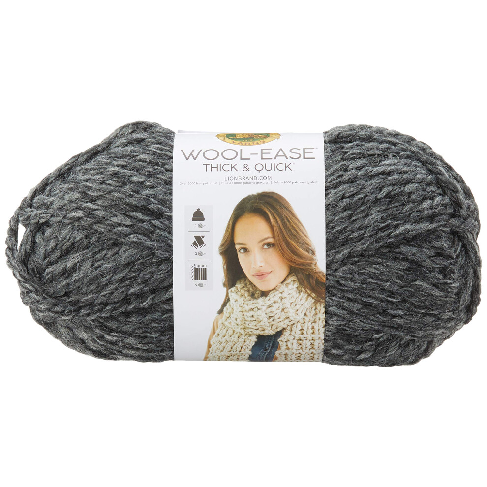 Lion Brand Yarn 640-503 Wool-Ease Thick & Quick Yarn  1-Pack  Granite