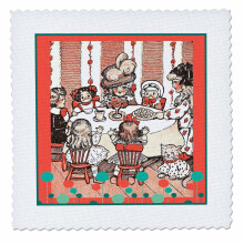 3DROSE QS_11153_1 Tea Party med dockor Quilt Square 10 med 10-tum