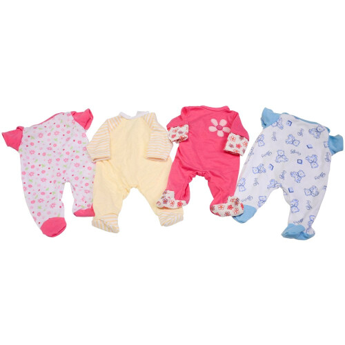 Constructive Playthings GAN-605 Ensemble de 4 Pyjamas pour Poupées de 30 à 35 cm, Lavables en Machine