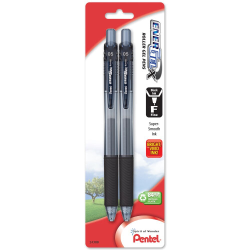 Pentel Pentel EnerGel-X St??? ????? Gel    e ??as???   e?? ?e???a 0.5mm, ?a??? ?e???? (2 te   ???a) (BLN105BP2A)