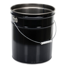 Vestil PAIL-STL-RI ocelov vedro s otvoren m dnom a rukov tou, objem 5 gal nov, cierne, balenie po 1 kuse