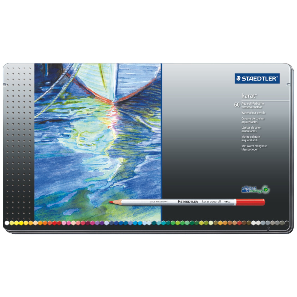 Staedtler Karat Aquarell Premium Watercolor Pencils  Set of 60 Colors (125M60)