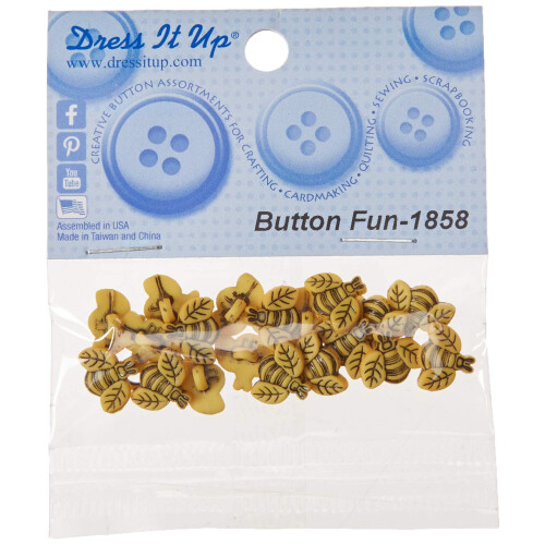 Dress It Up Tiny Bees Pachet 20ct Button Galben 2